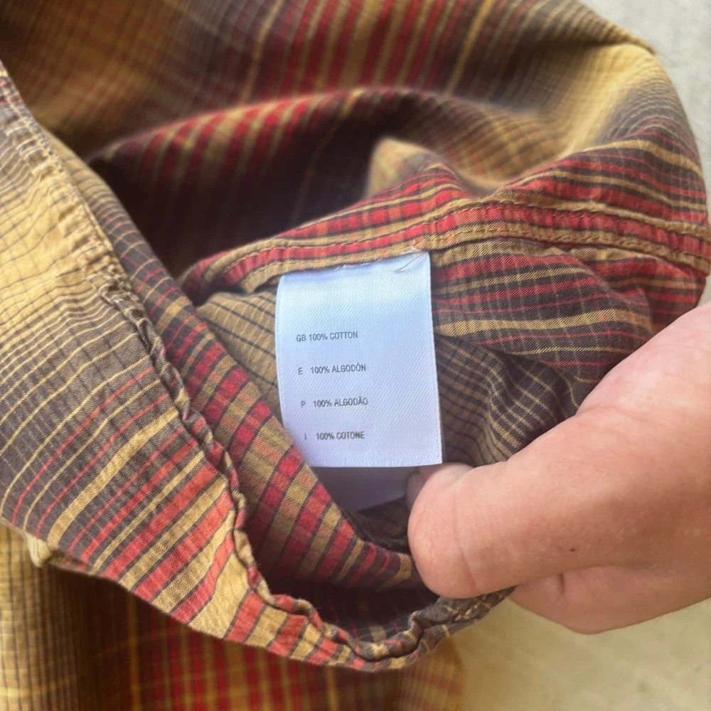 A5 The North Face Men's XXL Brown Plaid Long Sleeve Button-Up Shirt Pockets Fall